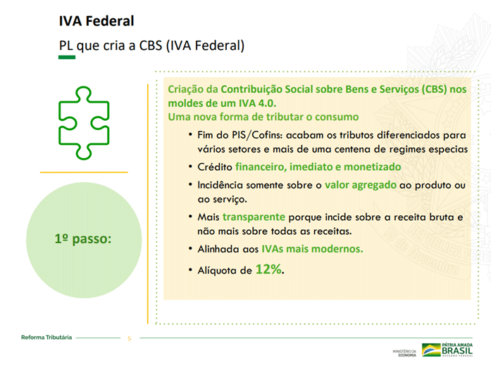 Informações sobre a criação do imposto CBS